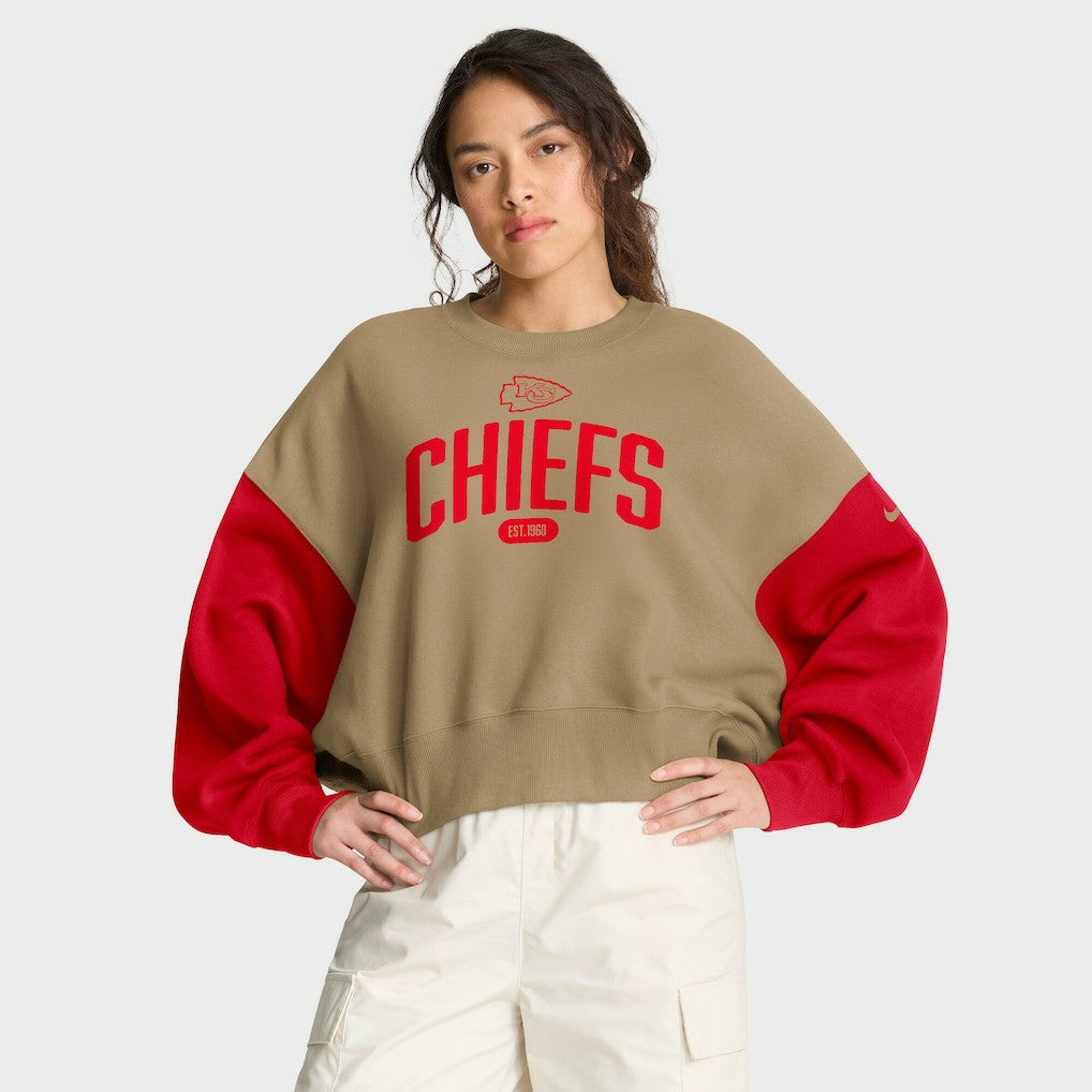 Kansas City Chiefs Women's Oversized Rewind Pullover Sweatshirt - Tan | Nike cheap