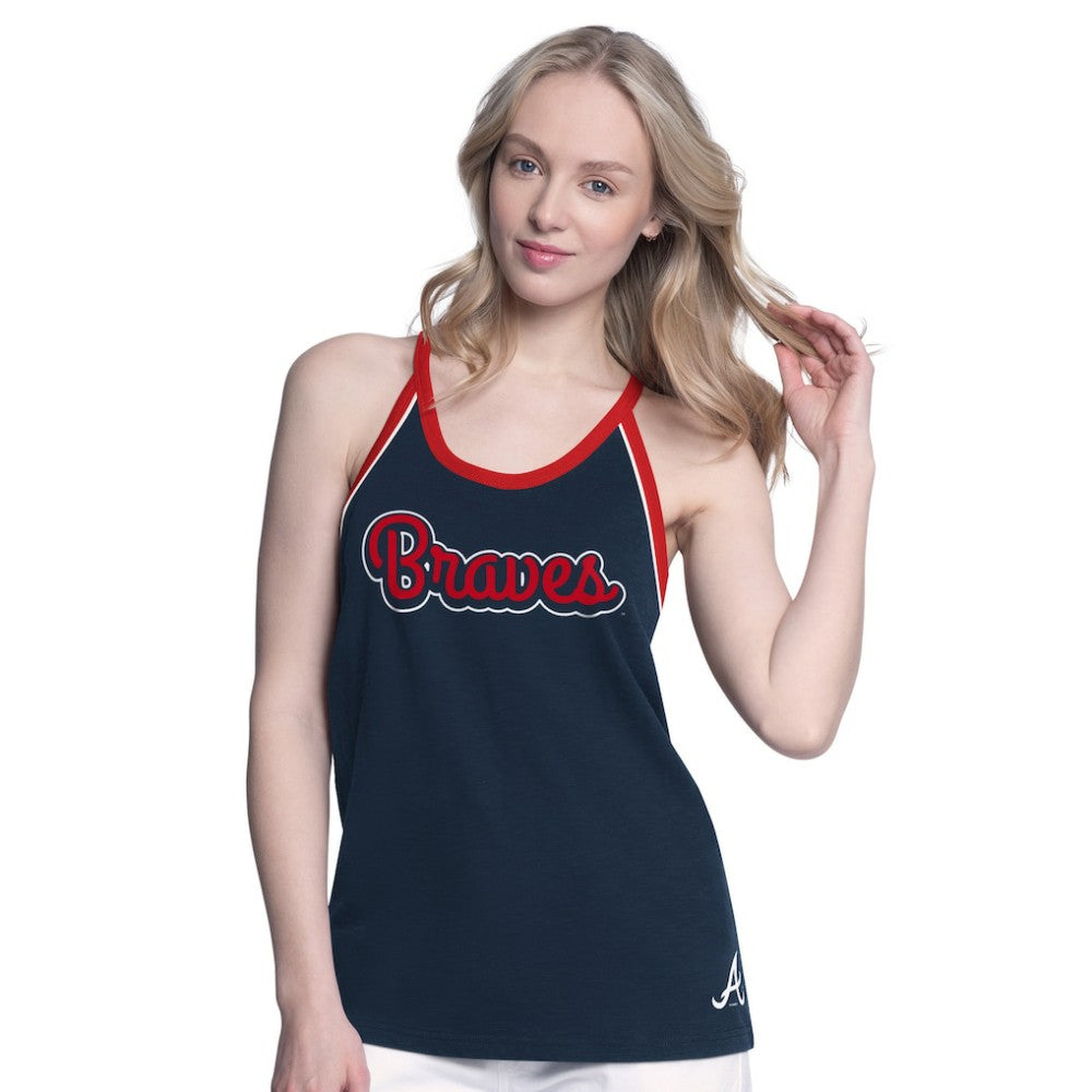 Atlanta Braves G-III 4Her by Carl Banks Women's Curveball Racerback Tank Top - Navy