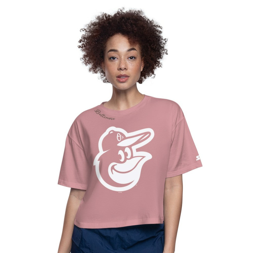 Baltimore Orioles Starter Women's Play the Ball Boxy Cropped T-Shirt - Pink