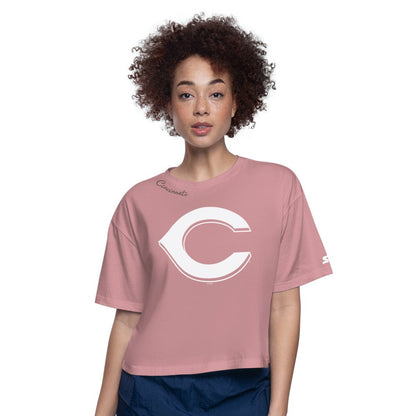 Cincinnati Reds Starter Women's Play the Ball Boxy Cropped T-Shirt - Pink