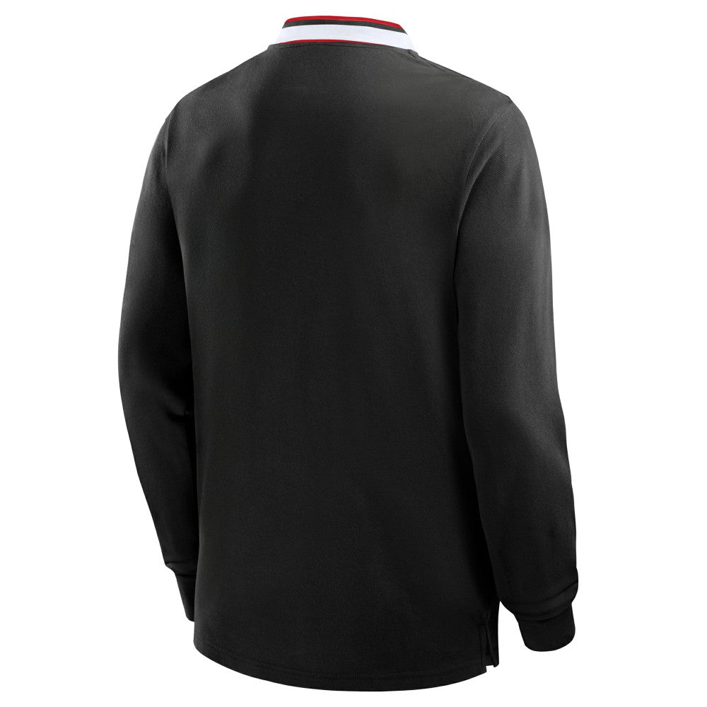Sunderland Classic Long Sleeve Tipped Polo Shirt / Black / Mens outlet