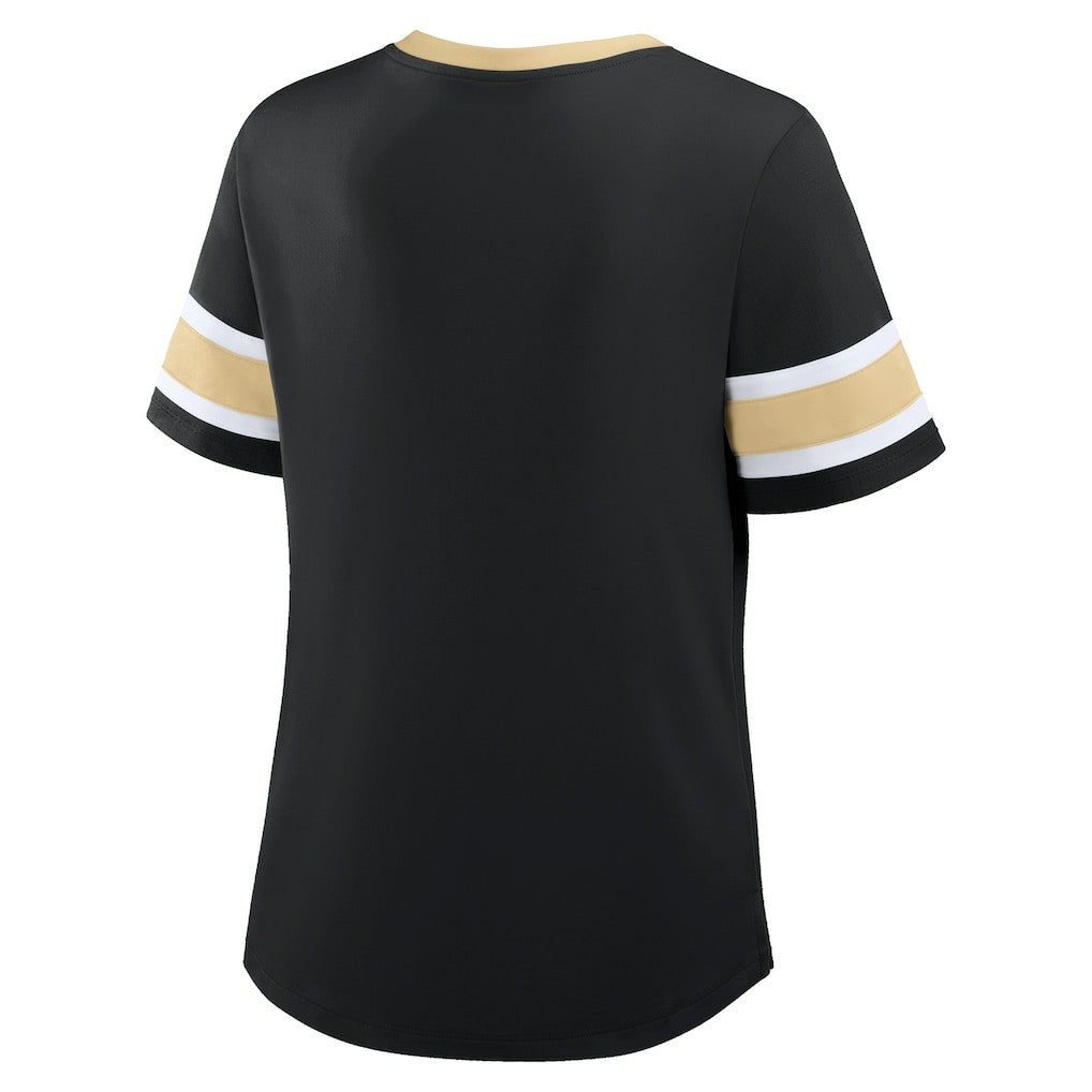 New Orleans Saints Women's Redzone Draw Play Athena Lace-Up T-Shirt - Black outlet