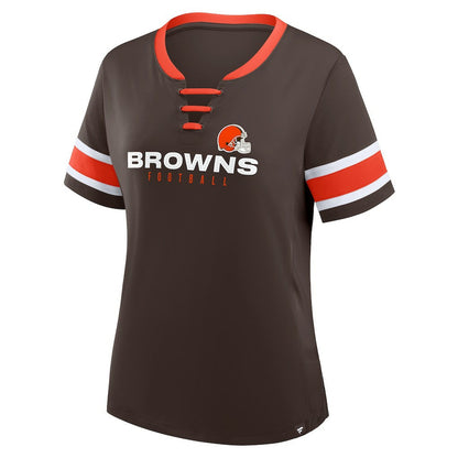 Cleveland Browns Women's Redzone Draw Play Athena Lace-Up T-Shirt - Brown outlet