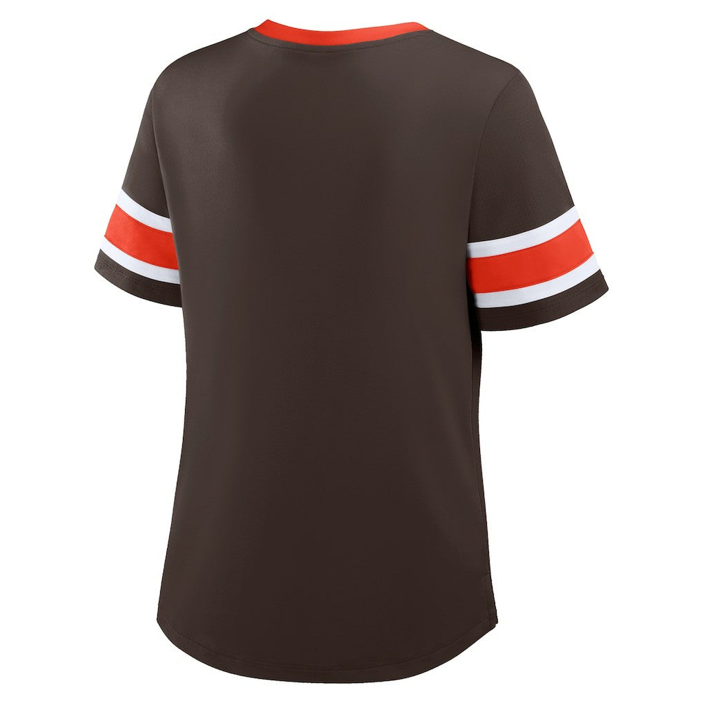 Cleveland Browns Women's Redzone Draw Play Athena Lace-Up T-Shirt - Brown outlet
