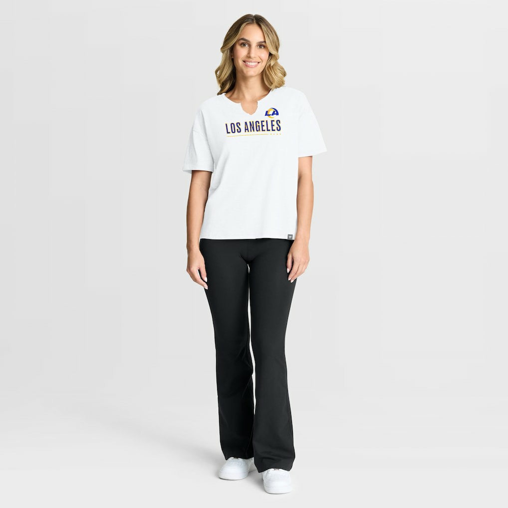Los Angeles Rams Women's Redzone Slub Boxy T-Shirt - White cheap