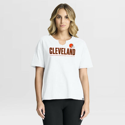 Cleveland Browns Women's Redzone Slub Boxy T-Shirt - White sale