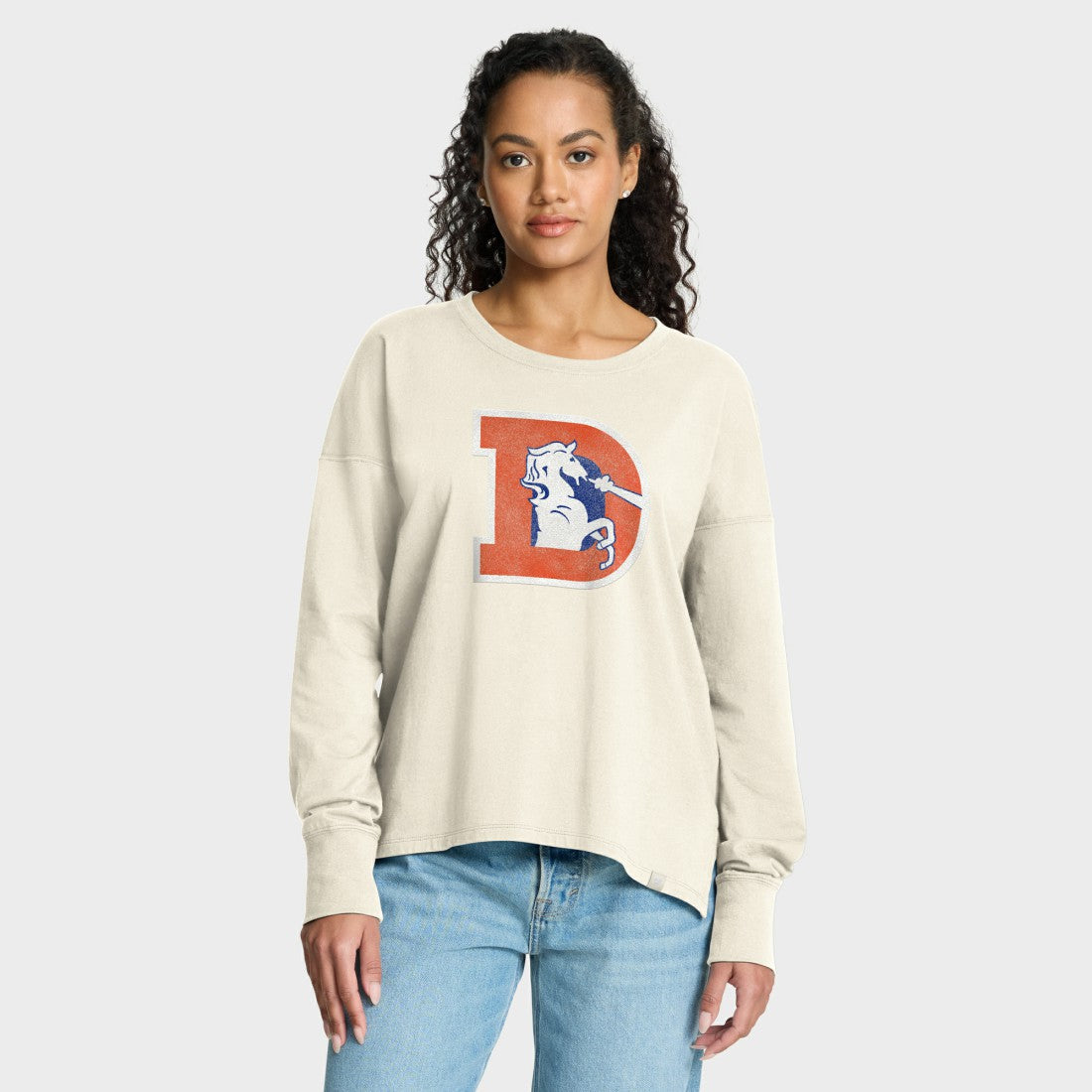 Denver Broncos Women's Dove Legacy Long Sleeve T-Shirt - Cream outlet