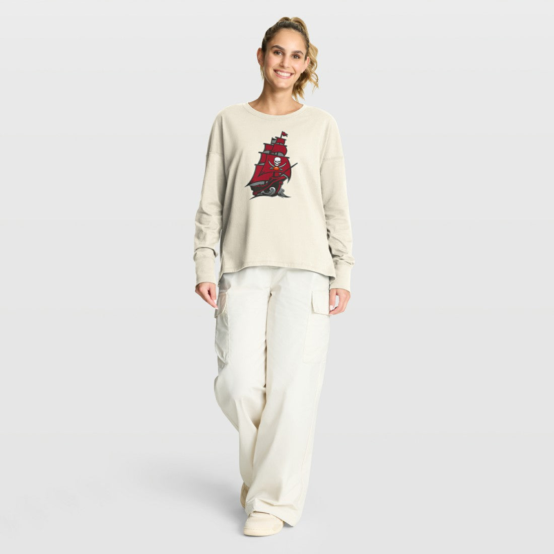 Tampa Bay Buccaneers Women's Dove Legacy Long Sleeve T-Shirt - Cream on sale