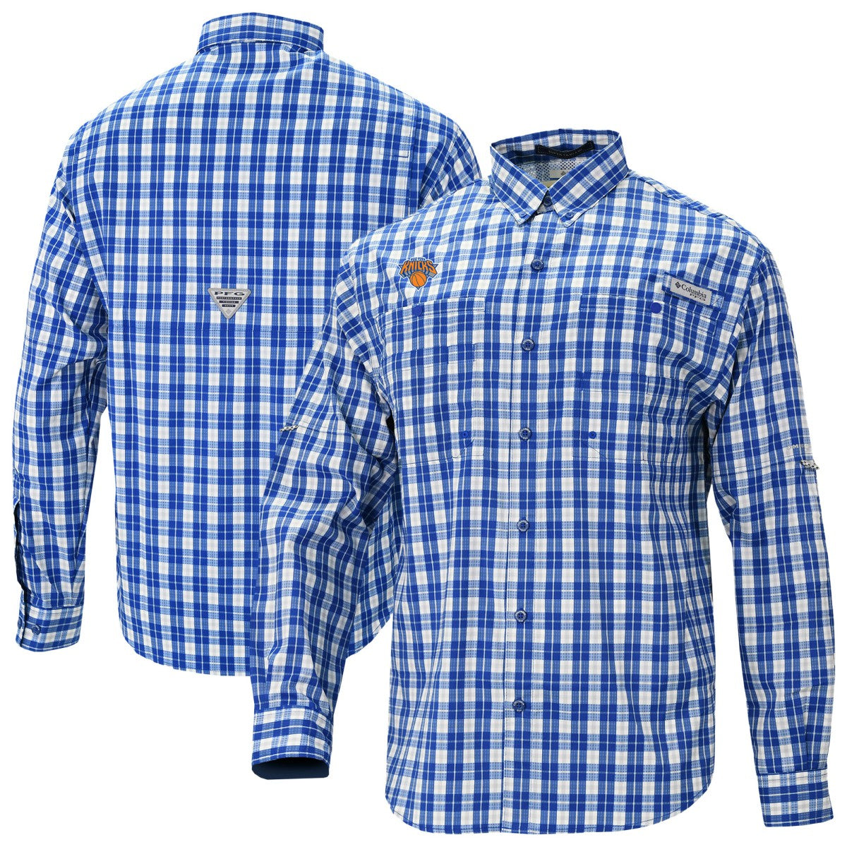 New York Knicks Super Tamiami Omni-Shade Long Sleeve Button-Down Shirt - Blue | Columbia outlet