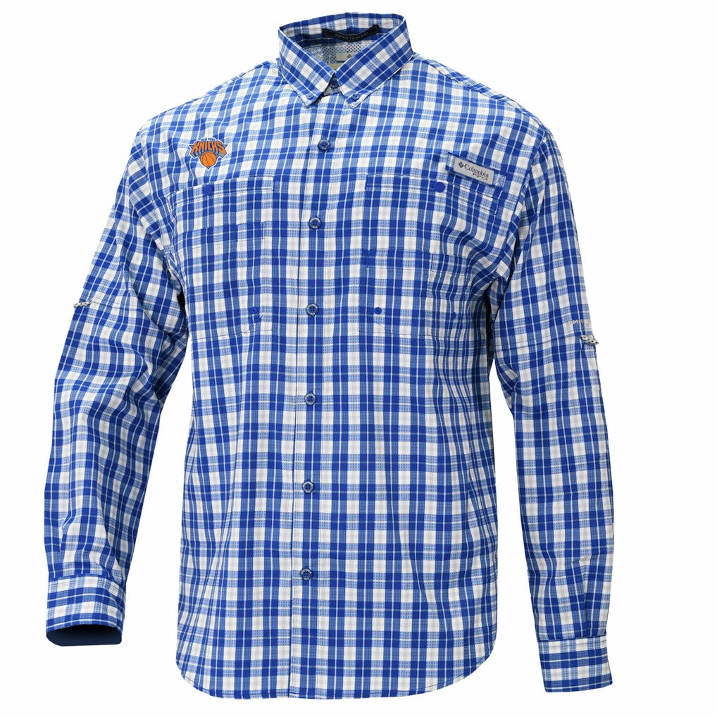 New York Knicks Super Tamiami Omni-Shade Long Sleeve Button-Down Shirt - Blue | Columbia outlet
