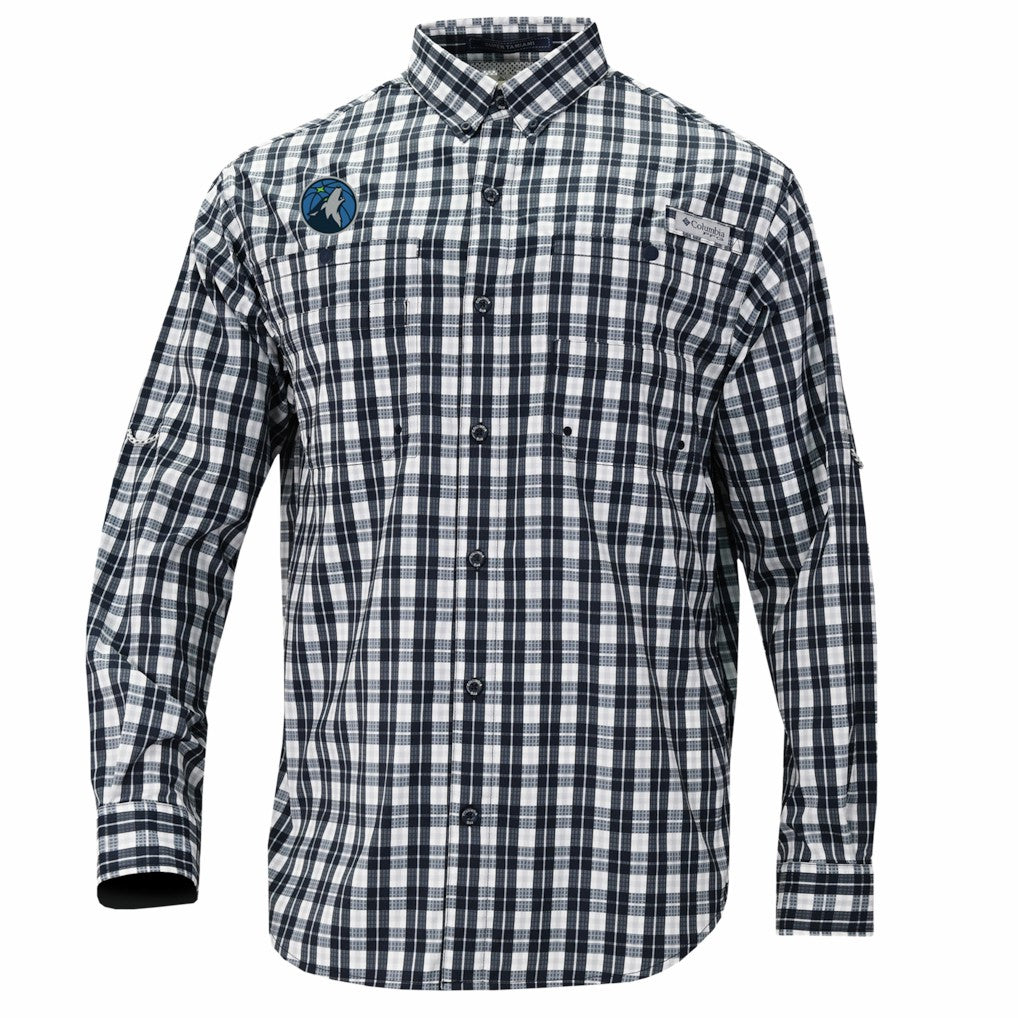 Minnesota Timberwolves Super Tamiami Omni-Shade Long Sleeve Button-Down Shirt - Navy | Columbia outlet