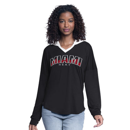 Miami Heat G-III 4Her by Carl Banks Women's Bench Player Oversized Long Sleeve Hooded Top - Black on sale