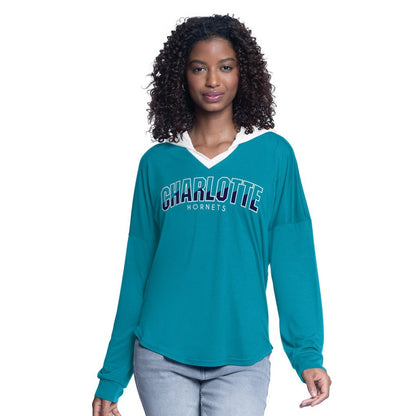 Charlotte Hornets G-III 4Her by Carl Banks Women's Bench Player Oversized Long Sleeve Hooded Top - Teal sale