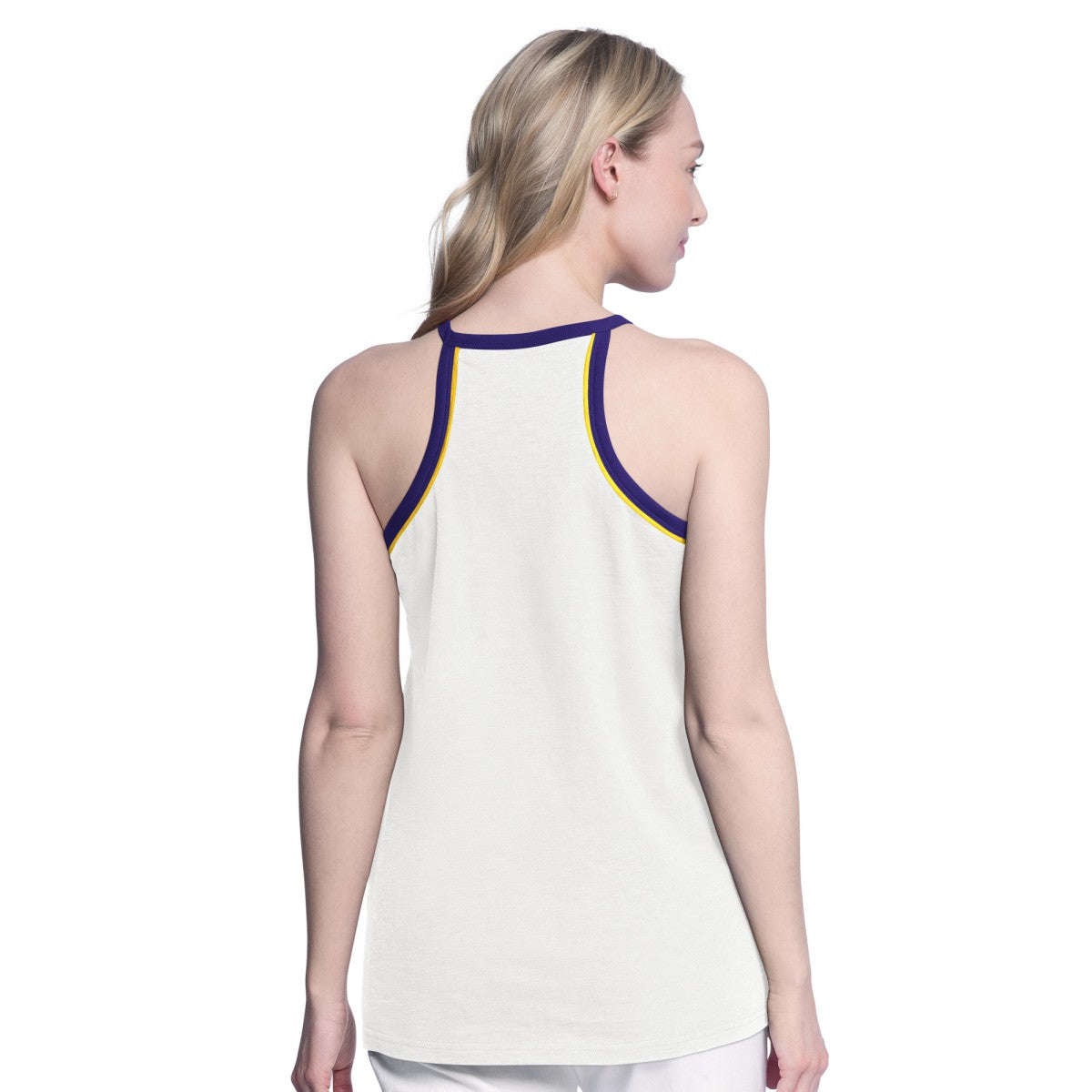 Los Angeles Lakers G-III 4Her by Carl Banks Women's Curveball Racerback Scoop Neck Slub Tank Top - White sale