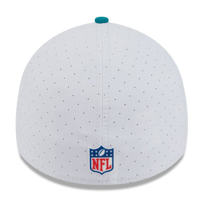 Miami Dolphins New Era 2025 NFL Training Camp Throwback Logo 39THIRTY Flex Hat - White/Aqua outlet