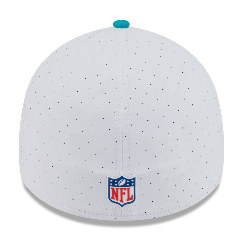 Miami Dolphins New Era 2025 NFL Training Camp 39THIRTY Flex Hat - White/Aqua cheap