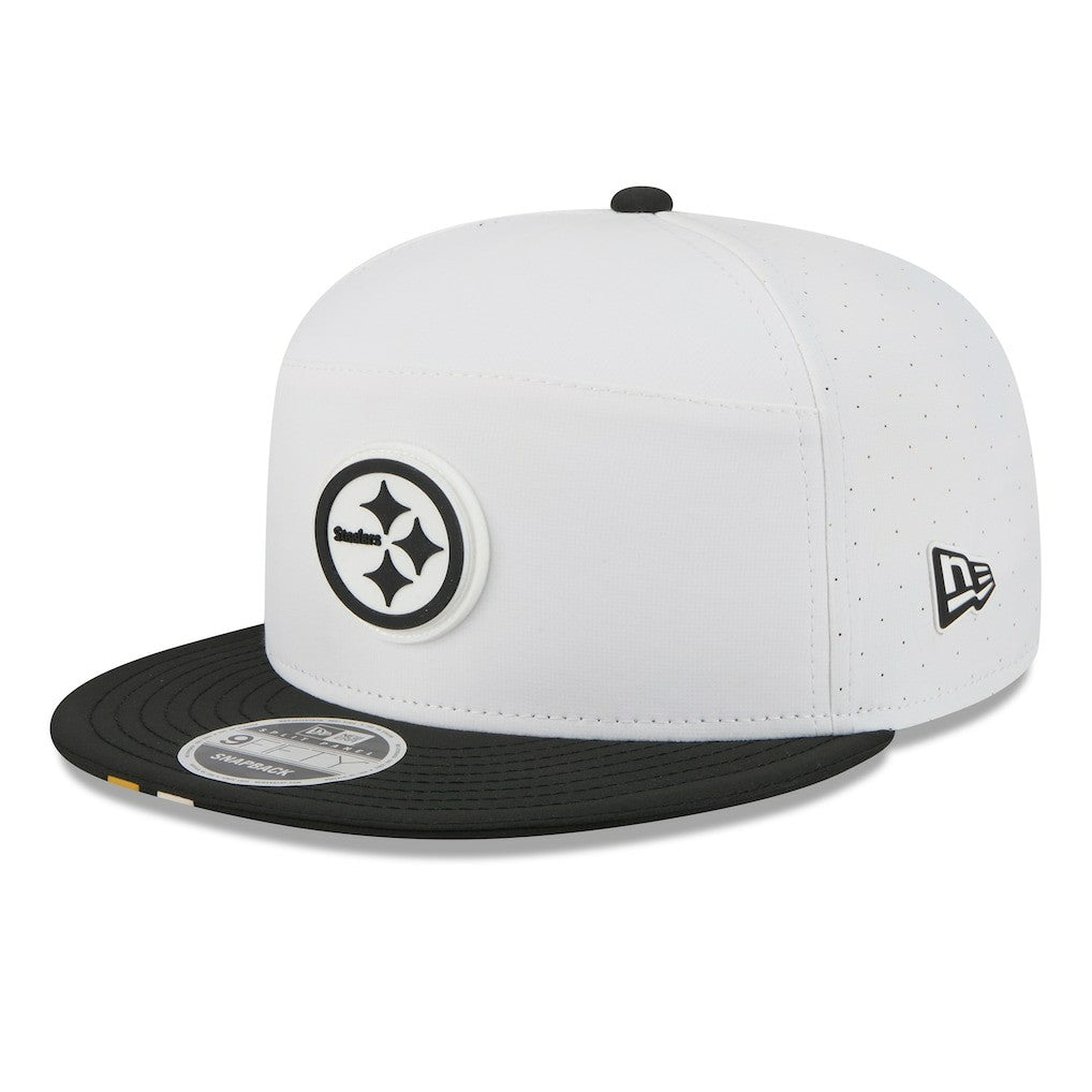 Pittsburgh Steelers New Era 2025 NFL Training Camp Split Panel 9FIFTY Snapback Hat - White/Black for sale