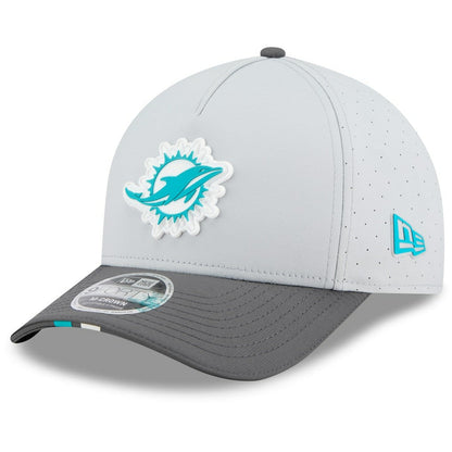 Miami Dolphins New Era 2025 NFL Training Camp A-Frame 9FORTY Adjustable Hat - Gray/Graphite on sale