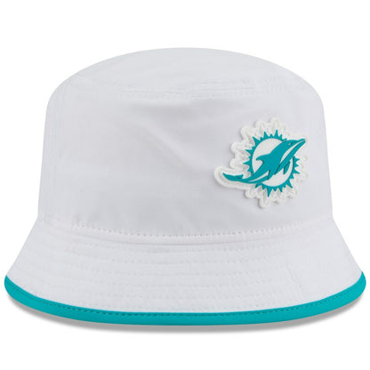 Miami Dolphins New Era 2025 NFL Training Camp Stretch Bucket Hat - White cheap