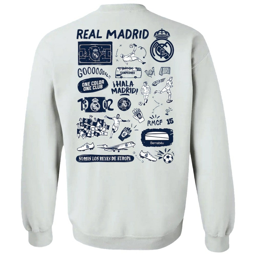 Real Madrid Vive La Fete Women's Impressions Artwork Pullover Sweatshirt - White on sale