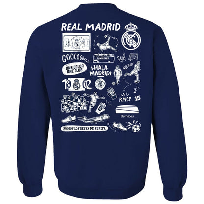 Real Madrid Vive La Fete Women's Impressions Artwork Pullover Sweatshirt - Navy outlet