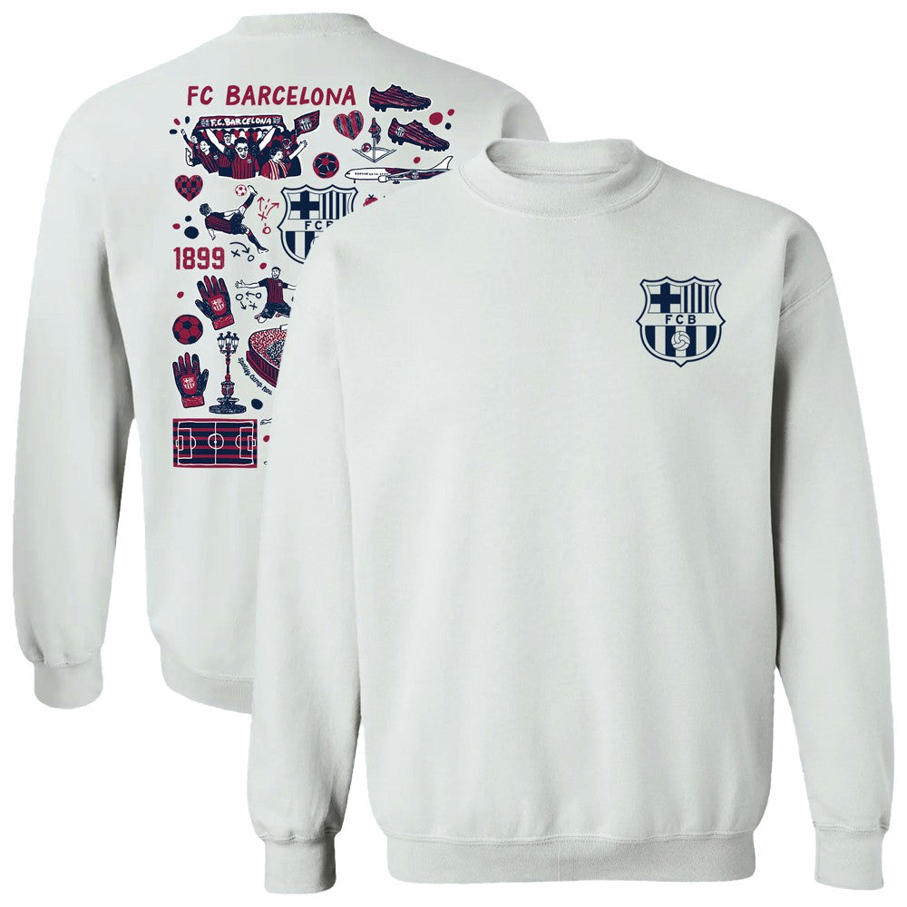 Barcelona Vive La Fete Women's Impressions Artwork Pullover Sweatshirt - White cheap