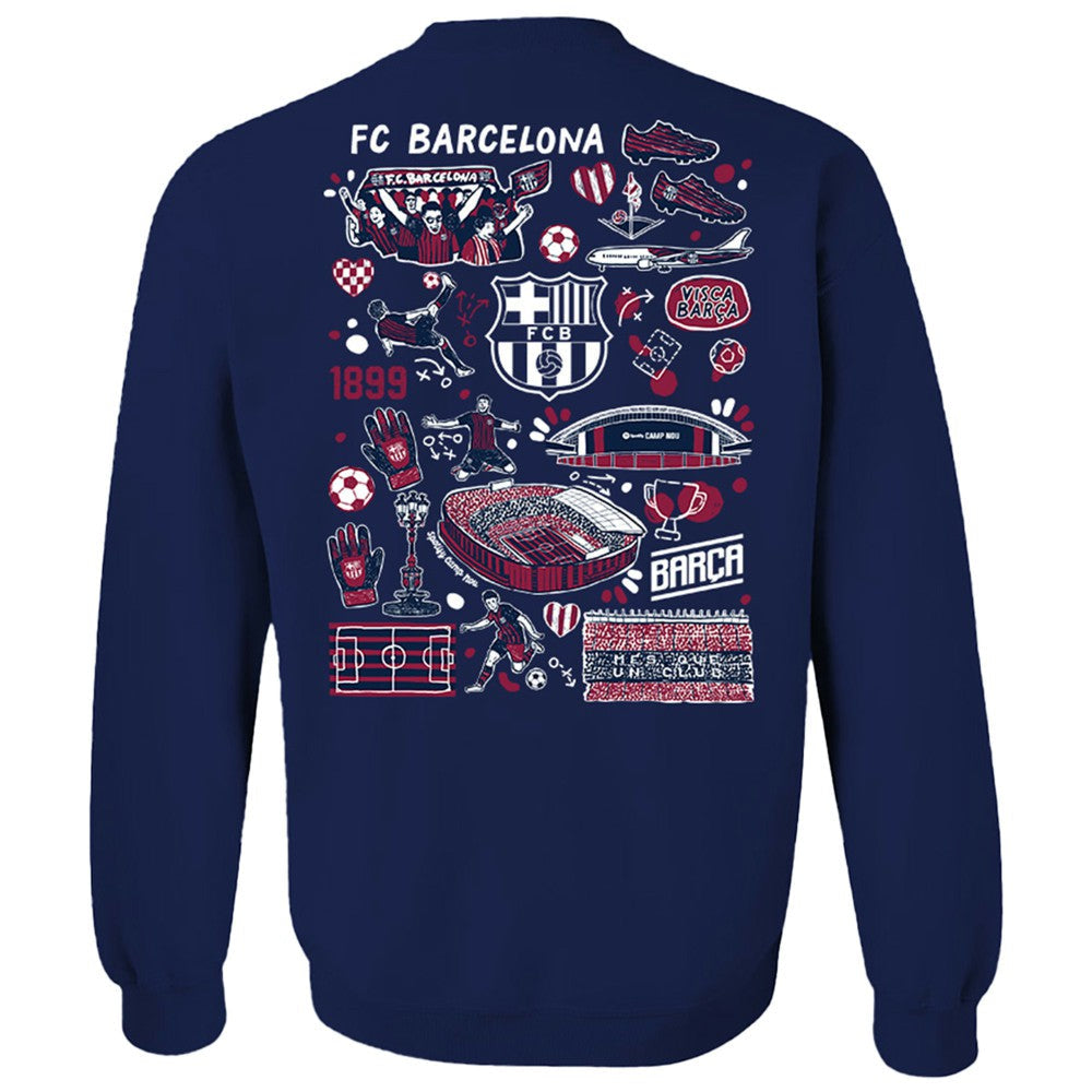 Barcelona Vive La Fete Women's Impressions Artwork Pullover Sweatshirt - Navy sale