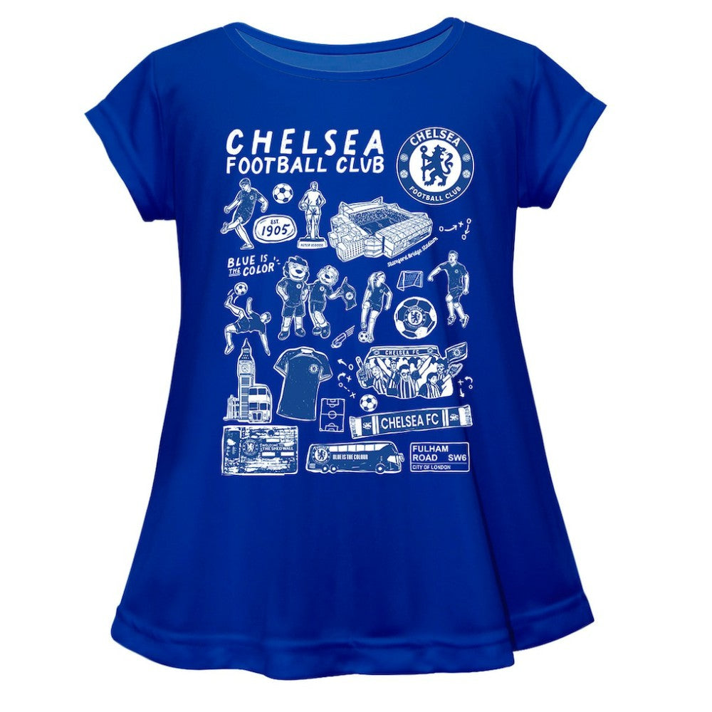 Chelsea Vive La Fete Girls Youth Impressions Artwork A-Line Top - Blue sale