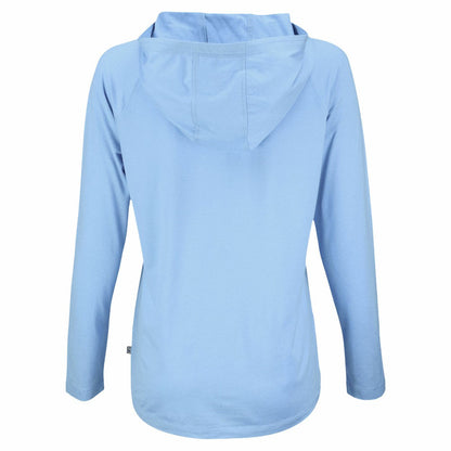 Cincinnati Reds Cutter & Buck Women's Coastline Epic Comfort Eco Recycled Long Sleeve Hoodie T-Shirt - Powder Blue