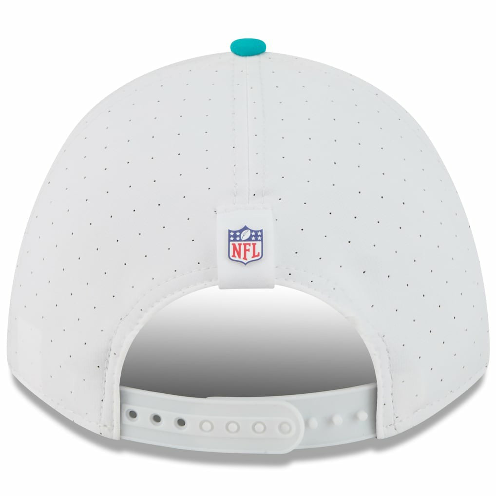 Miami Dolphins New Era Youth 2025 NFL Training Camp A-Frame 9FORTY Adjustable Hat - White/Aqua sale