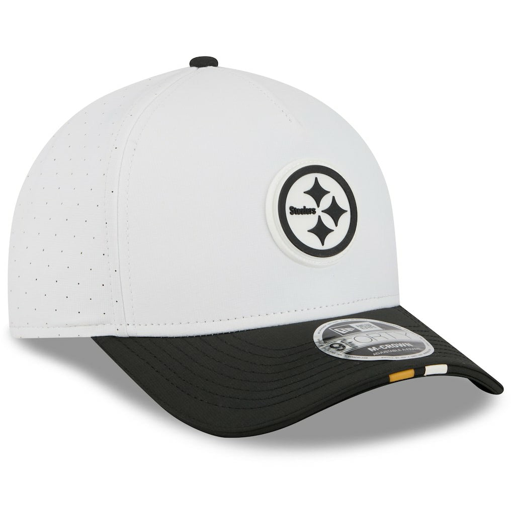Pittsburgh Steelers New Era Youth 2025 NFL Training Camp A-Frame 9FORTY Adjustable Hat - White/Black outlet