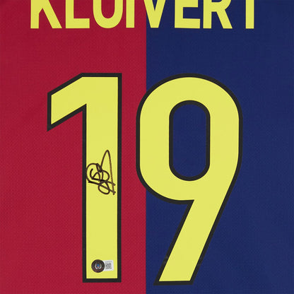 Patrick Kluivert Barcelona Autographed 2024-25 Red/Blue Home Jersey - BAS | Fanatics for sale