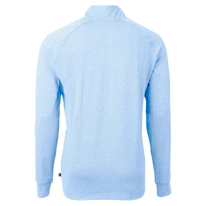 San Francisco 49ers Cutter & Buck Raglan Adapt Eco Knit Heather Quarter-Zip Top - Powder Blue for sale