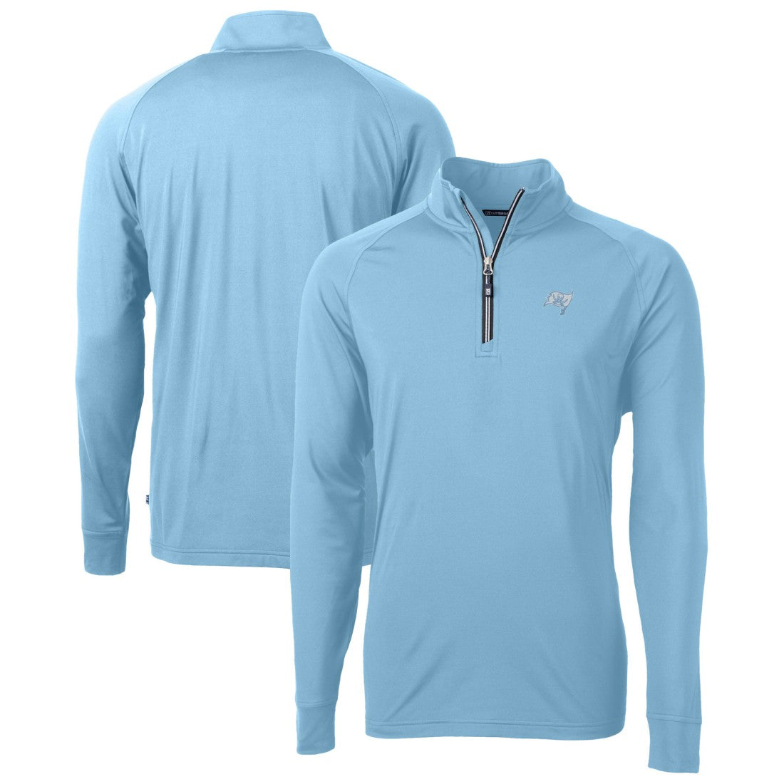 Tampa Bay Buccaneers Cutter & Buck Raglan Adapt Eco Knit Stretch Recycled Quarter-Zip Top - Powder Blue on sale