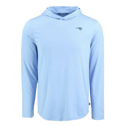 New England Patriots Men's Cutter & Buck Coastline Epic Comfort Eco Recycled Men's Hooded Shirt - Powder Blue sale