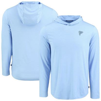 Atlanta Falcons Men's Cutter & Buck Coastline Epic Comfort Eco Recycled Men's Hooded Shirt - Powder Blue cheap