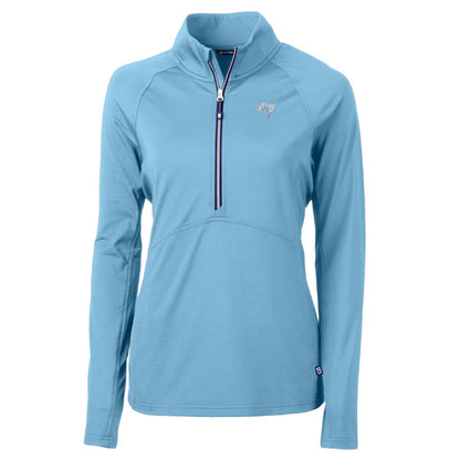 Tampa Bay Buccaneers Cutter & Buck Women's Adapt Eco Knit Stretch Recycled Half-Zip Top - Powder Blue online