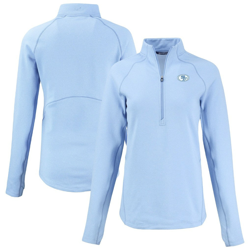 San Francisco 49ers Cutter & Buck Women's Peshastin Eco Fleece Recycled Half-Zip Top - Powder Blue outlet