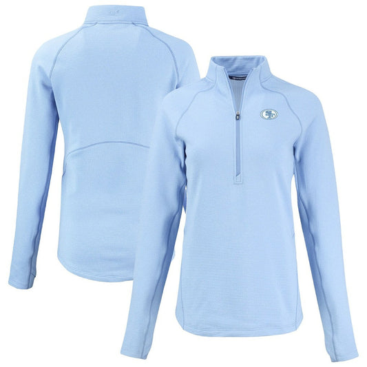 San Francisco 49ers Cutter & Buck Women's Peshastin Eco Fleece Recycled Half-Zip Top - Powder Blue outlet