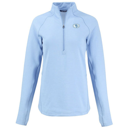 San Francisco 49ers Cutter & Buck Women's Peshastin Eco Fleece Recycled Half-Zip Top - Powder Blue outlet