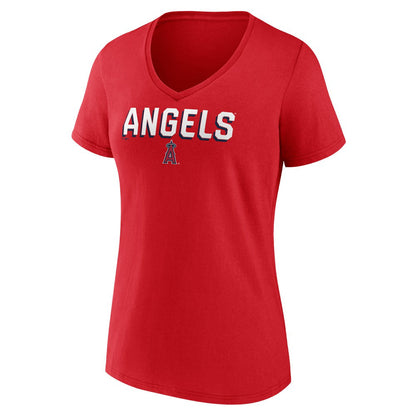 Los Angeles Angels Women's Primary Play V-Neck T-Shirt - Red