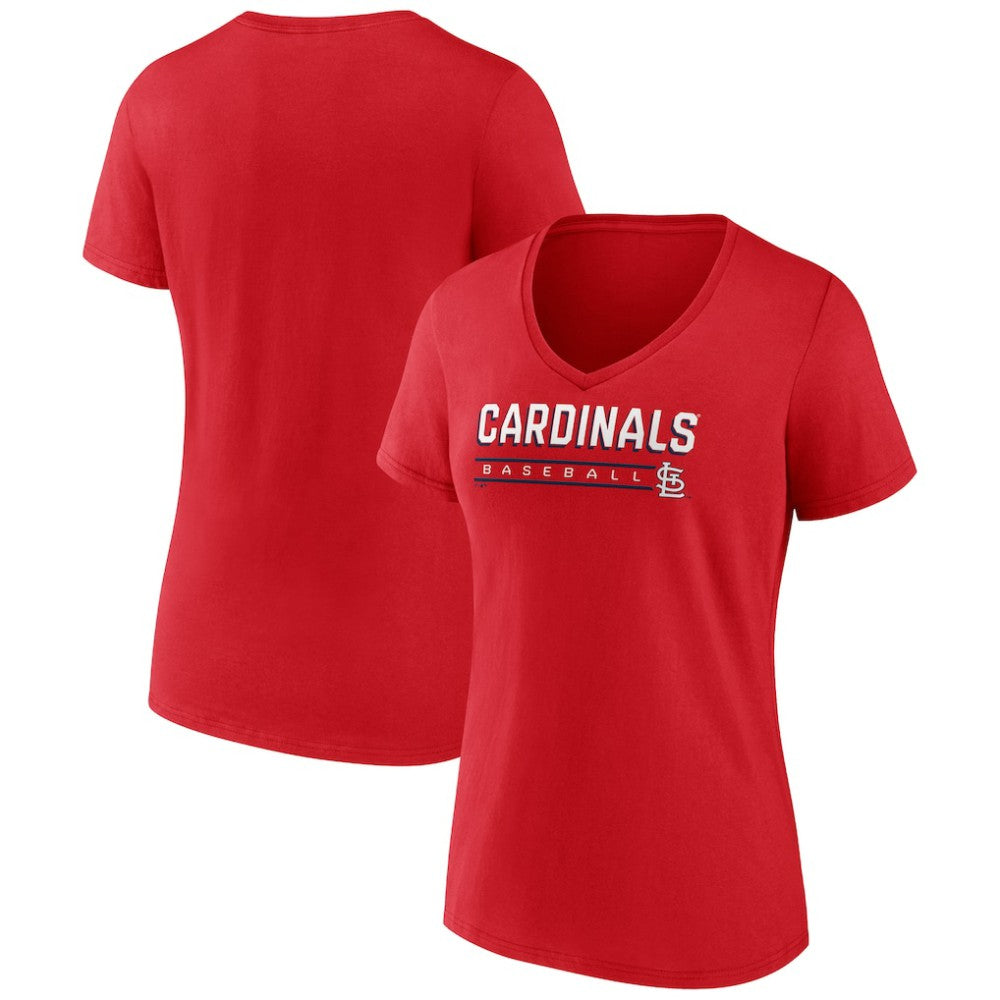 St. Louis Cardinals Women's Primary Play V-Neck T-Shirt - Red
