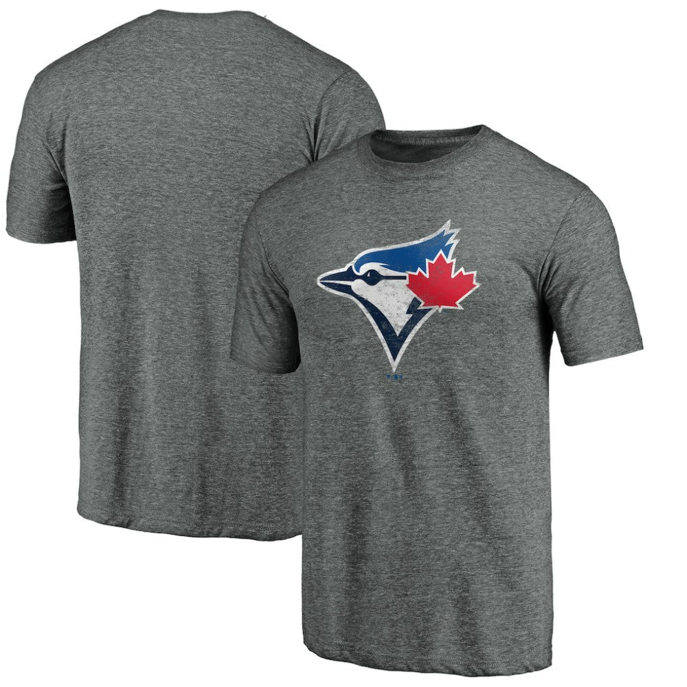 Toronto Blue Jays Weathered Official Logo Tri-Blend T-Shirt - Heather Gray