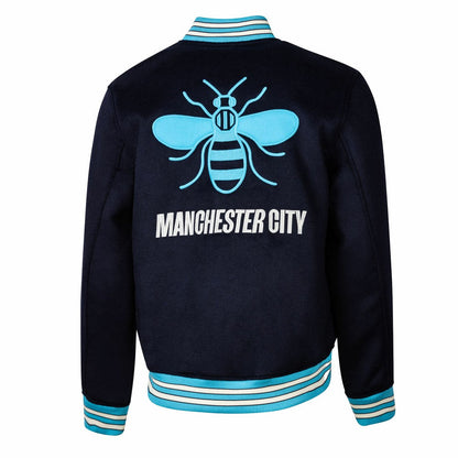Manchester City Sport Design Sweden Free Kick Wool Varsity Jacket - Navy discount