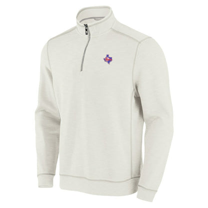 Texas Rangers Tommy Bahama Sport Tobago Bay Tri-Blend Half-Zip Sweatshirt - Cream