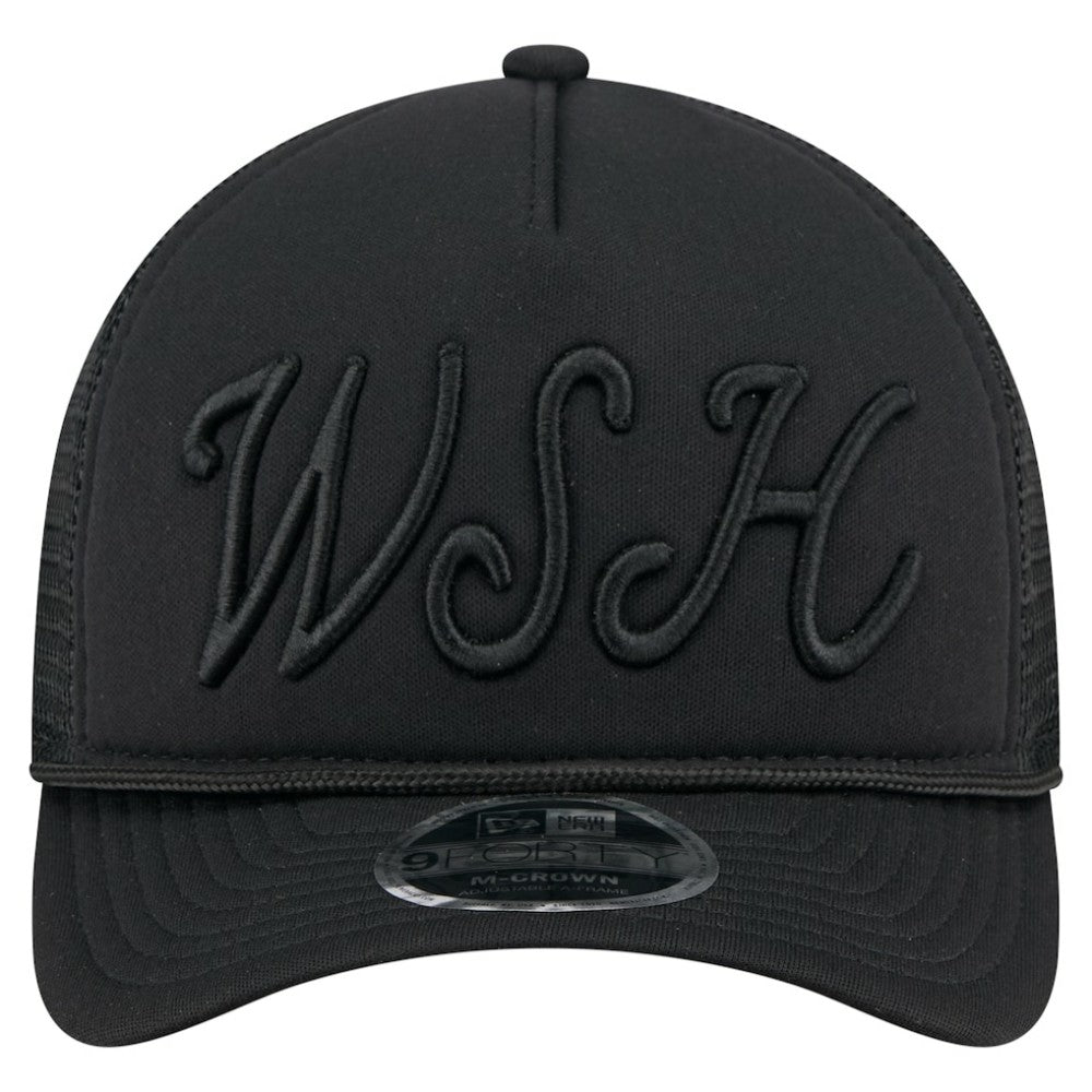Washington Nationals City Initial 9FORTY A-Frame M-Crown Adjustable Trucker Hat - Black | New Era