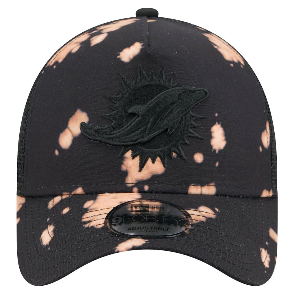 Miami Dolphins New Era Bleached 9FORTY A-Frame Adjustable Hat - Black discount