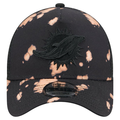 Miami Dolphins New Era Bleached 9FORTY A-Frame Adjustable Hat - Black discount