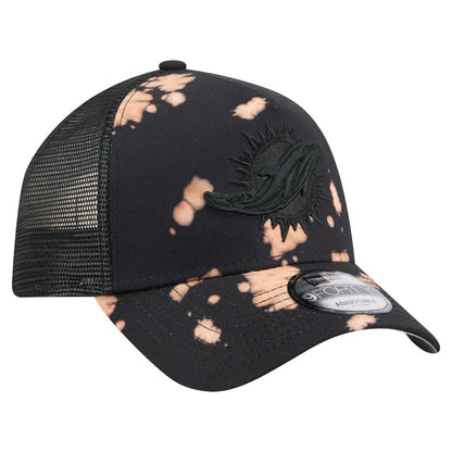 Miami Dolphins New Era Bleached 9FORTY A-Frame Adjustable Hat - Black discount