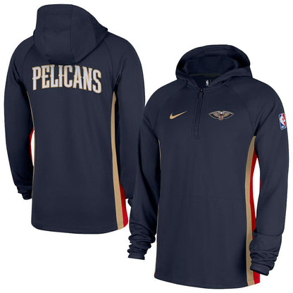 New Orleans Pelicans Authentic On Court Zone Quarter-Zip Dri-FIT Hoodie Jacket - Navy | Nike outlet